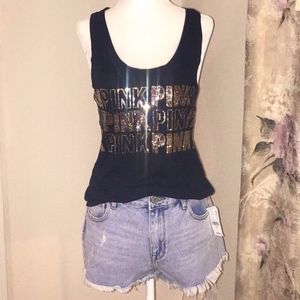 VICTORIA'S SECRET PINK SEQUIN MUSCLE TANK, SIZE M